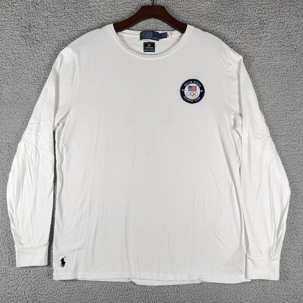Polo Ralph Lauren Team USA 2024 Olympics Long Sleeve T Shirt Mens L White Paris